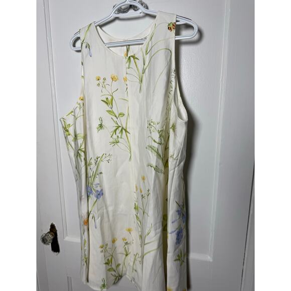 H&M Women's White Floral Tank Shift Swing Trapeze Dress Size XXL NWT - Picture 2 of 6